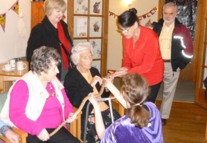 Residents and relatives with the snake