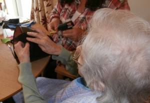 Peggy designing her pot