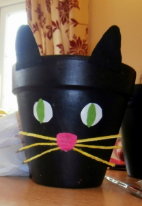 Lucky black cat pot