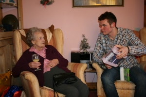 James and Jean opening gifts