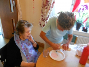 Yvonne and Anne prepare for the Martham Carnival church display